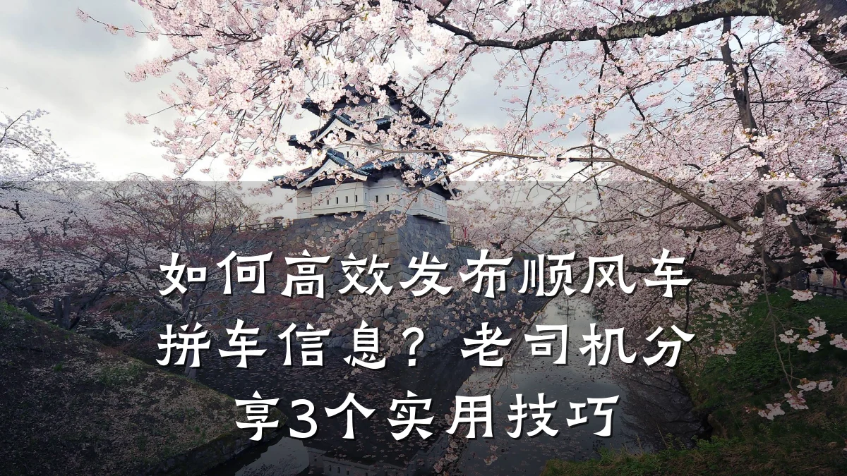 如何高效发布顺风车拼车信息？老司机分享3个实用技巧